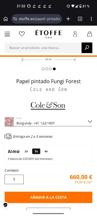 Tapiz Cole & Son Hongos Rojo