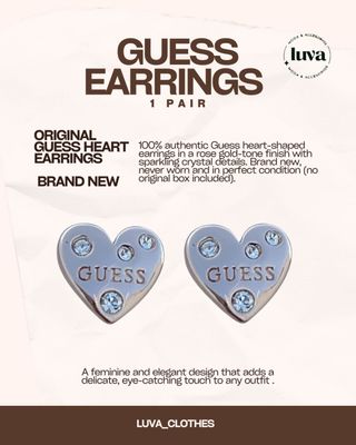 Pendientes Guess Corazón Rosa Oro Cristal