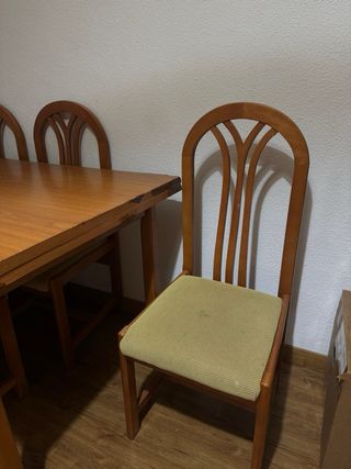 Mesa de comedor y 6 sillas de madera