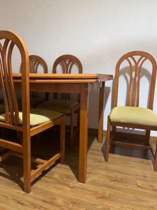 Mesa de comedor y 6 sillas de madera