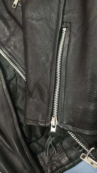 Chaqueta Piel Cruzada Negra Talla 4XL