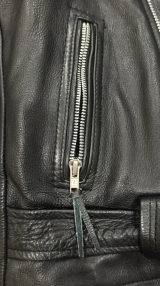 Chaqueta Piel Cruzada Negra Talla 4XL