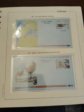 Aerogramas España 1981-1996 (21 uds) 11 hojas Filo