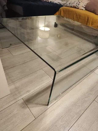 Mesa centro cristal templado 1m x 1m
