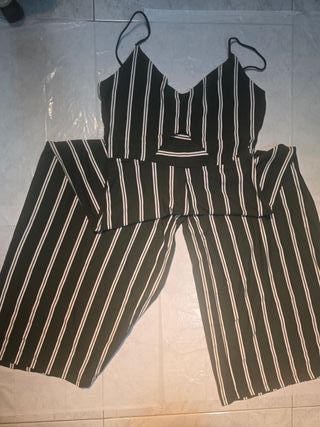 Mono pantalón rayas verde y blanco