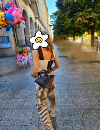 Pantalón de rayas beige y marrón Talla S