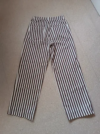 Pantalón de rayas beige y marrón Talla S