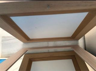 Espejo madera y cristal beige