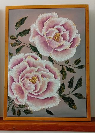 Coppia Quadri Paeonia Legno