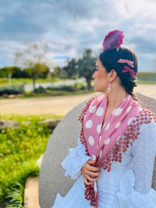 Mantoncillo Flamenca Piquillo Rosa y Blanco