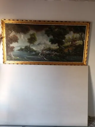 Cuadro paisaje con caza 160×80