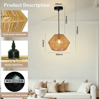 Lampada a Sospensione Boho in Rattan 30 cm Aulaiyi