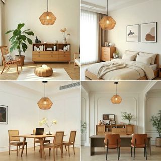 Lampada a Sospensione Boho in Rattan 30 cm Aulaiyi