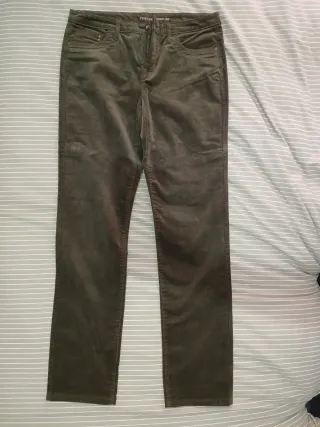 Pantalón de pana verde y negro mujer