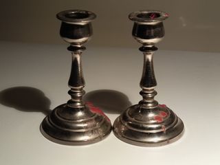 Candelabros metal plateado estilo clásico italiano