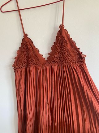 Vestido Zara Verano Talla S Naranja