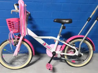 Bici per bambini 16" BTWIN rosa + barra di apprendimento