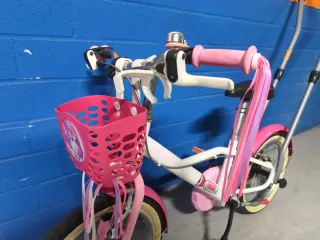 Bici per bambini 16" BTWIN rosa + barra di apprendimento