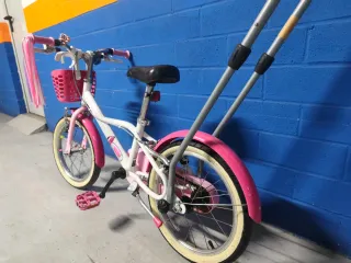 Bici per bambini 16" BTWIN rosa + barra di apprendimento