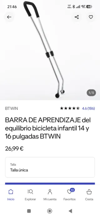 Bici per bambini 16" BTWIN rosa + barra di apprendimento