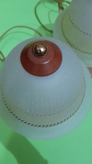 Coppia Lampade Vintage Vetro e Metallo