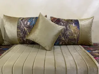 Fundas de cojín salón beige y multicolor