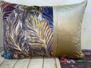 Fundas de cojín salón beige y multicolor