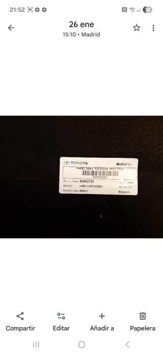 Bandeja trasera coche