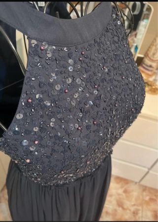 Vestido fiesta azul marino lentejuelas