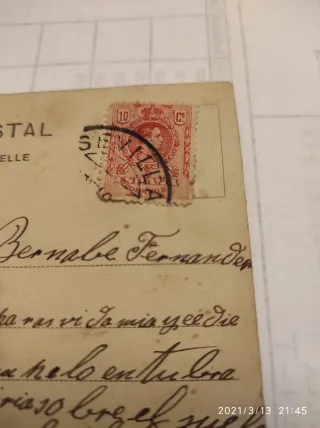 Postal antigua 1910 Srta Sanchez Jimenez