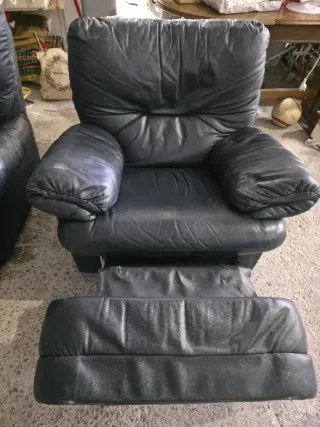 2 Sillones Giratorios de Piel Negros
