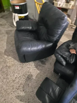 2 Sillones Giratorios de Piel Negros