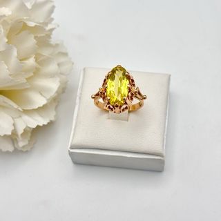 Anillo Oro 14kt con gema amarilla