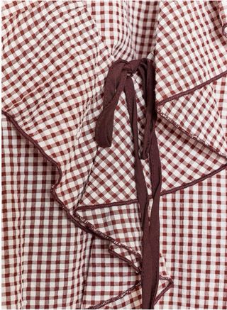 Blusa Zara cuadros volantes lazo