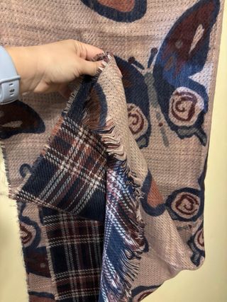 Bufanda reversible cuadros - mariposas