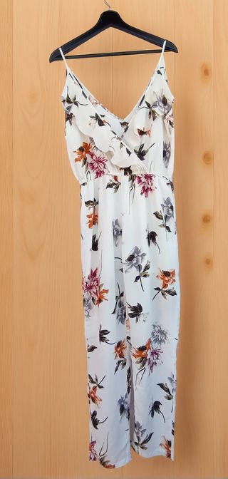 Mono largo blanco Talla M 38 flores Ivivi