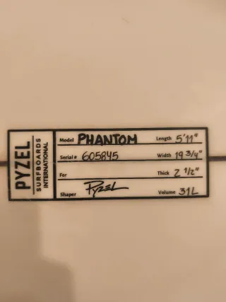 Tabla de surf Pyzel Phantom 5'11 31 L