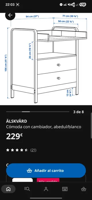 Cómoda cambiador ÄLSKVÄRD Ikea