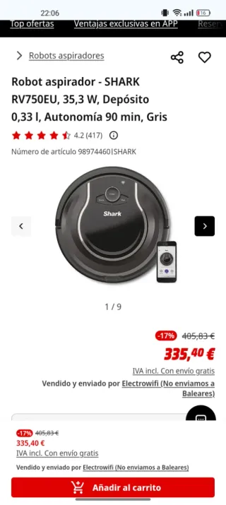 Robot Aspirador Shark ION Robot RV750EU