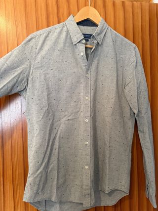 Camisa Zara Man Gris Estampada