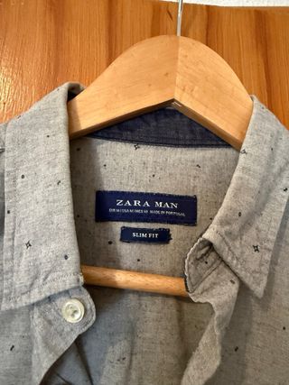 Camisa Zara Man Gris Estampada