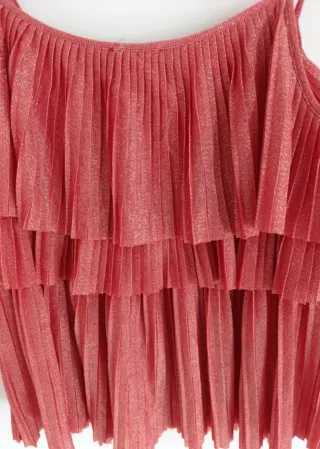 Blusa sin mangas con volantes y flecos