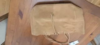Bolso Mango Suede Beige Nuevo con Etiqueta
