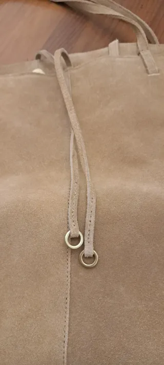 Bolso Mango Suede Beige Nuevo con Etiqueta