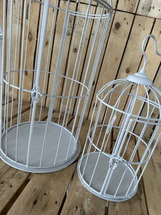 SET 3 JAULAS DECORACION BLANCAS