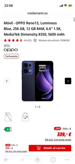 OPPO Reno13 5G Luminous Blue 256GB