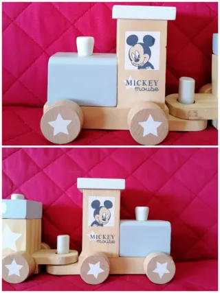 Trenino in legno con Mickey Mouse