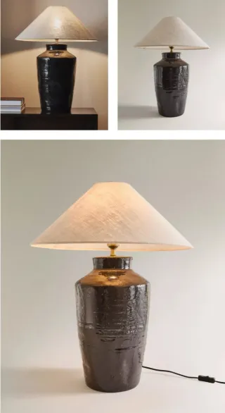 Lámpara de mesa cerámica negra