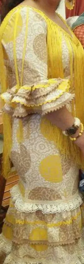 Vestido Flamenco con Flecos Amarillo