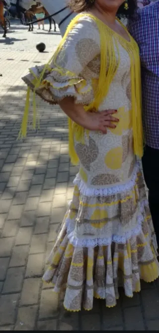 Vestido Flamenco con Flecos Amarillo